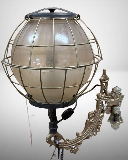 Wall-Mounted Brass Sconce with Glass Globe