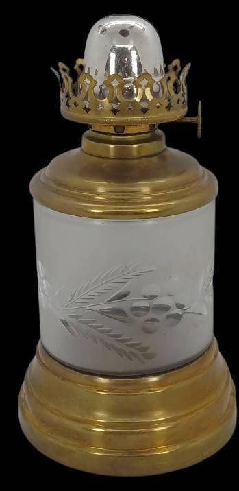 Circa 1865 Brass and Glass Kerosene Lamp