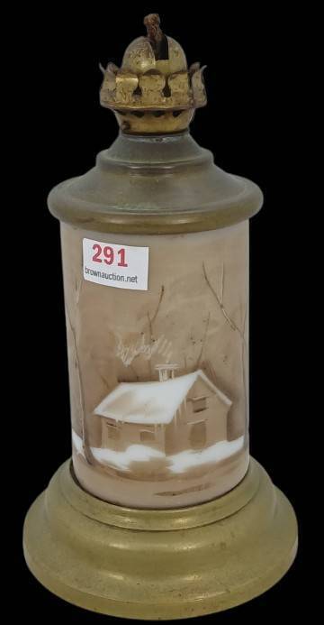 Victorian-Style Porcelain And Brass Miniature Oil Lamp Base