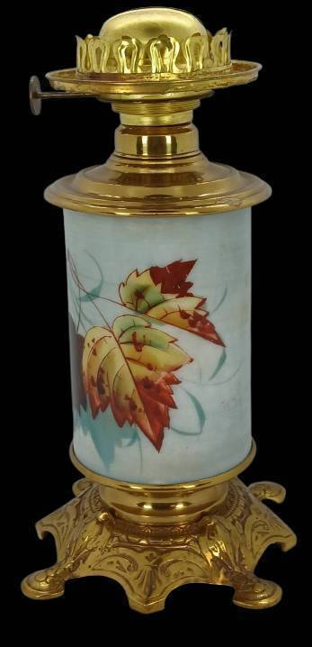 19th Century Porcelain and Brass Oil Lamp Base