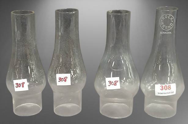 (4) Small Glass Lamp Chimneys