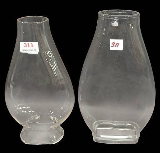 (2) Glass Lamp Chimneys