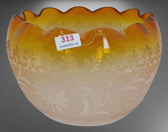 Amber and Frosted Glass Etched Lamp Shade