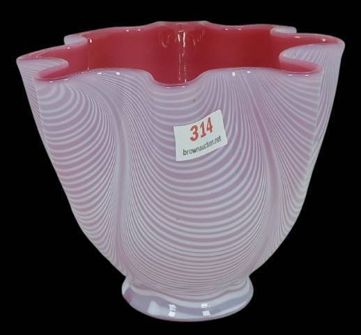 Cranberry Opalescent Nailsea Lamp Shade