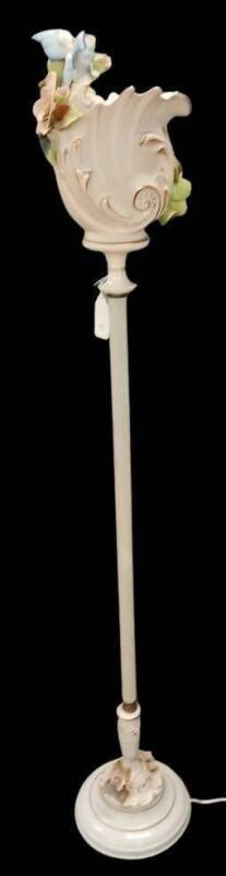 Porcelain Floor Lamp With Floral Accents