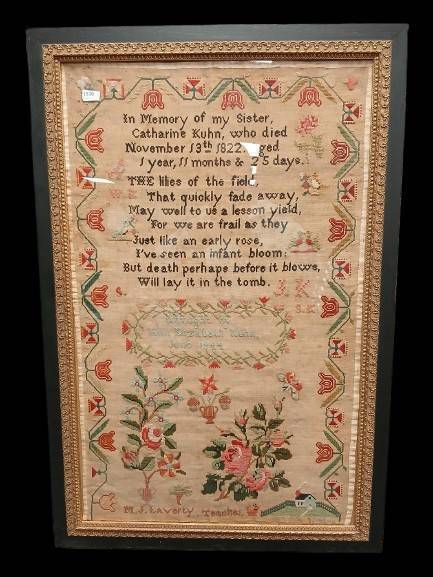 1844 Memorial Needlework Sampler