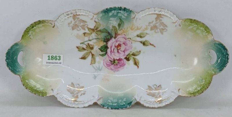 R.S. Prussia Relish Tray with Floral Design