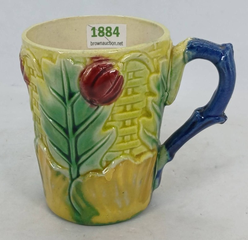 Colorful Majolica-style Floral Relief Mug