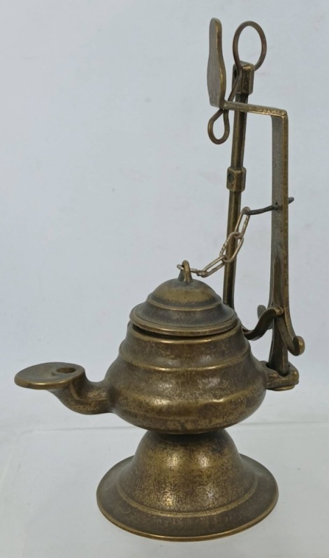 Brass Whale Oil Lamp With Wick Holder
