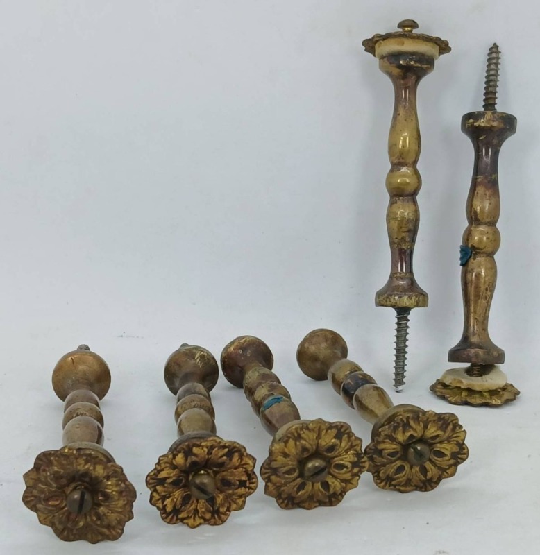 Six Gilded Wooden Furniture Finials