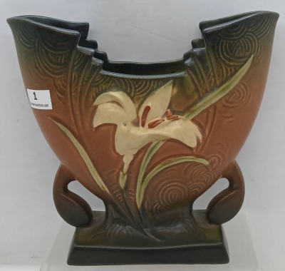 Roseville Zephyr Lily 205-6" Vase, Brown - 2