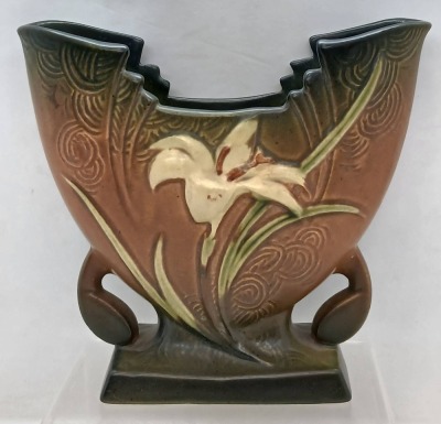 Roseville Zephyr Lily 205-6" Vase, Brown - 4