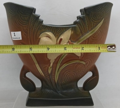Roseville Zephyr Lily 205-6" Vase, Brown - 8