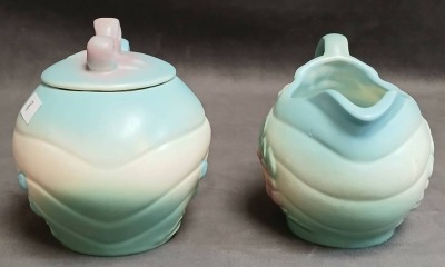 Hull Bow Knot Teapot, Sugar Bowl and Creamer - 12
