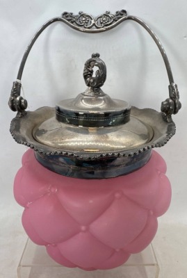 Victorian Pink Satin Glass Biscuit Jar - 2