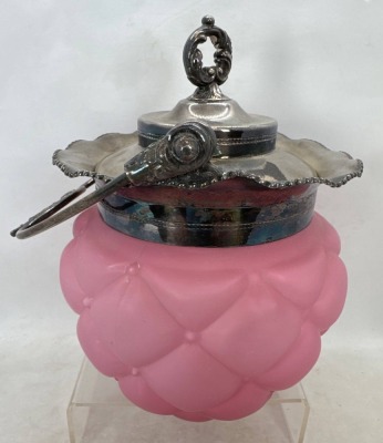 Victorian Pink Satin Glass Biscuit Jar - 5