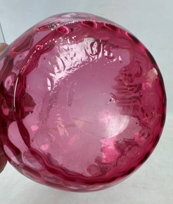 Cranberry Glass Basket With Clear Handle - 6