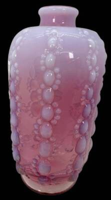 Cranberry Opalescent Glass Vase