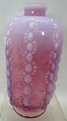 Cranberry Opalescent Glass Vase - 2