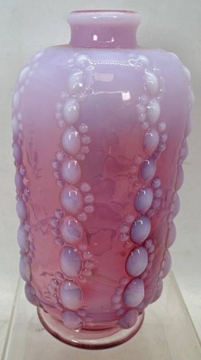 Cranberry Opalescent Glass Vase - 3
