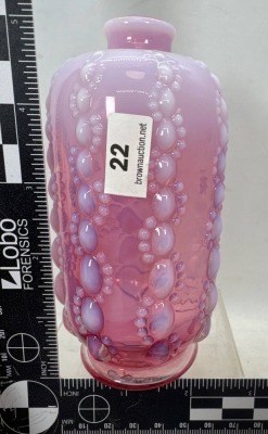 Cranberry Opalescent Glass Vase - 5