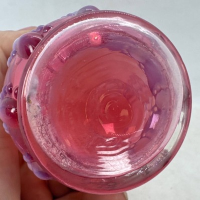 Cranberry Opalescent Glass Vase - 6