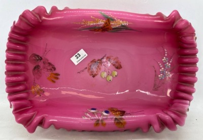 Cranberry Cased Glass Decorated Bowl - 2