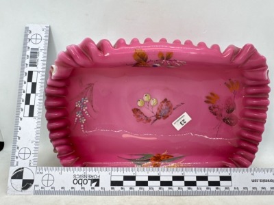 Cranberry Cased Glass Decorated Bowl - 5