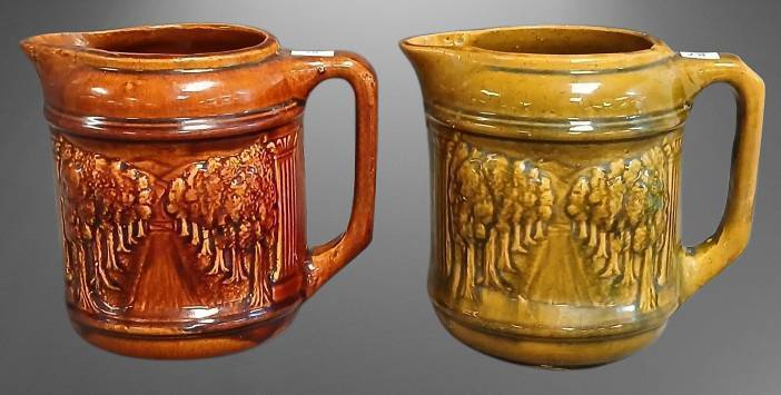 (2) Brush McCoy Tree-lined 7" Pitchers