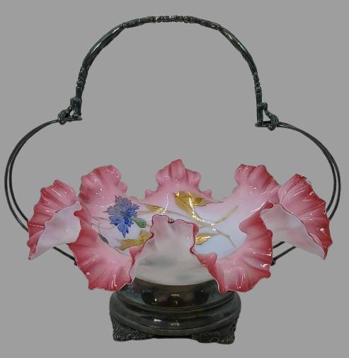 Austrian Glass Bride's Bowl in Aurora Silver Holder