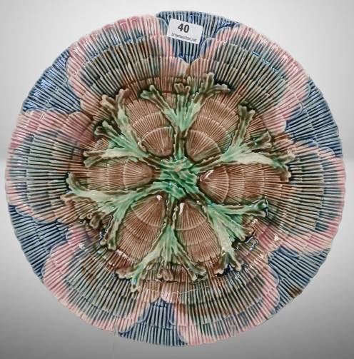 Etruscan Majolica Seaweed and Shell Plate