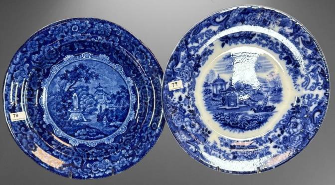 (2) Blue Transferware Plates