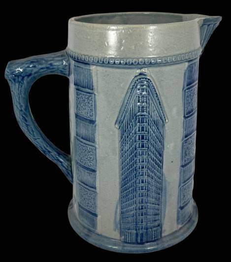 Blue and Gray Stoneware "Windy City' Pitcher