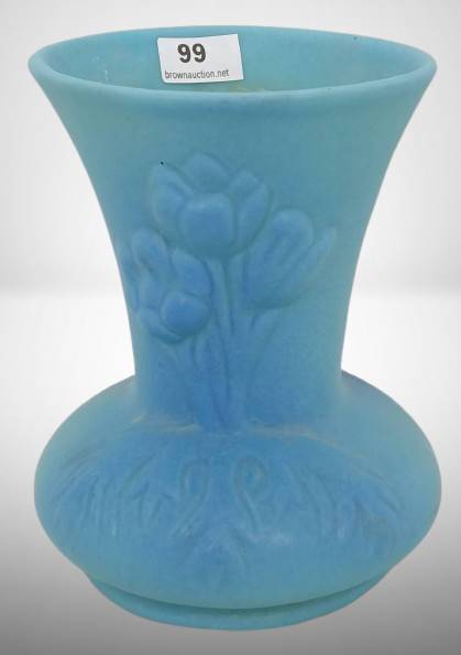Van Briggle Blue Tulip Design 5"h Vase