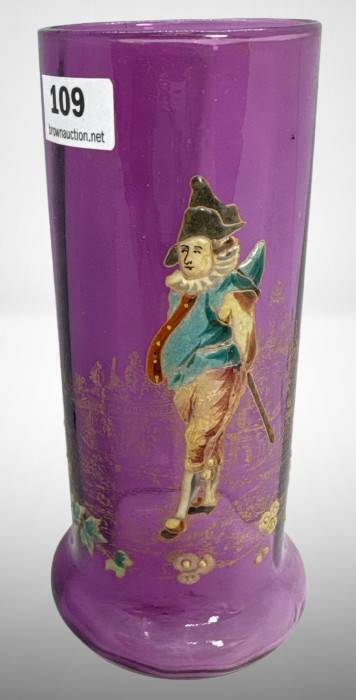 Bohemian Rossler Enameled Glass Vase