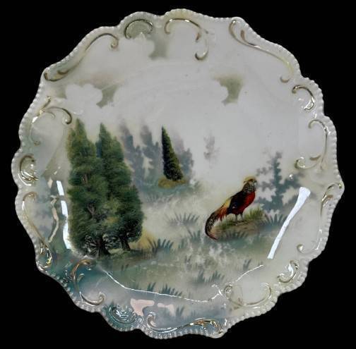 R.S. Prussia Plate with Pheasant Design