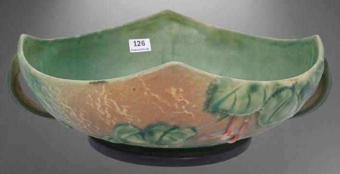 Roseville Fuchsia 349-8" Console Bowl, green
