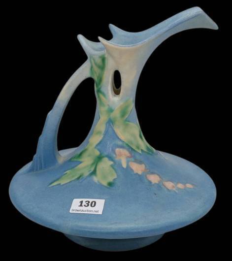 Roseville Bleeding Heart 963-6" Ewer, blue