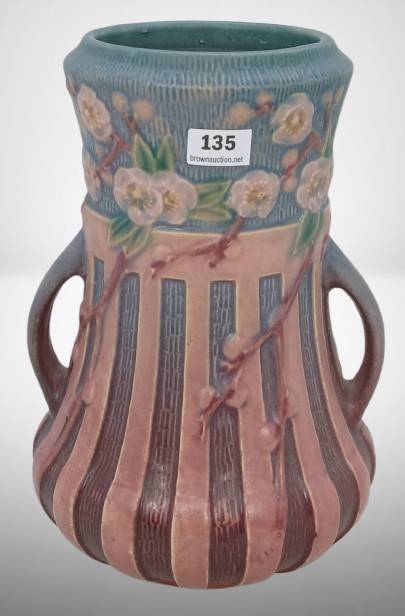 Roseville Cherry Blossom 624-8" Vase, pink