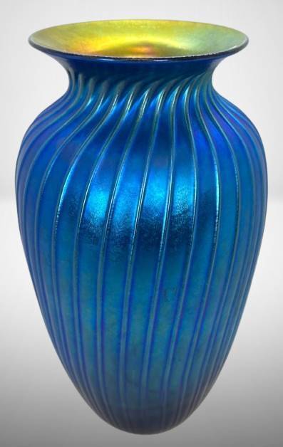 Lundberg Studios 1994 Iridescent Blue Vase