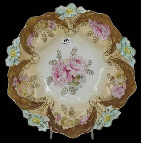 R.S. Prussia Bowl with Floral Design, repaired