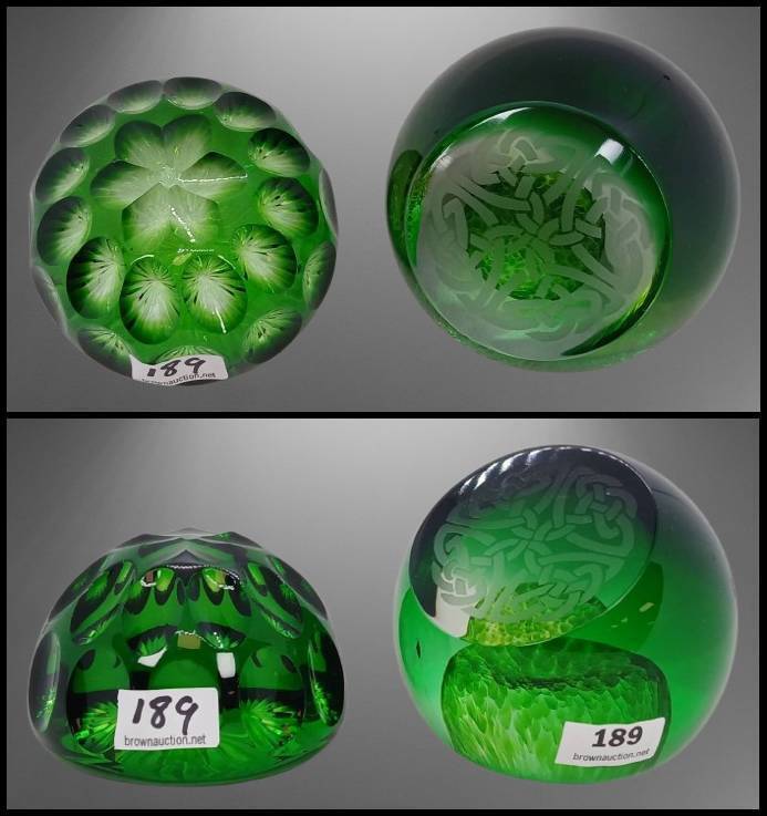 Green Glass Paperweights