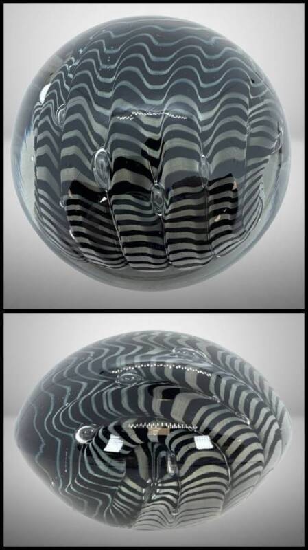 Clear and Black Art Glass Paperweight