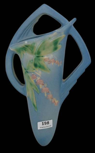 Roseville Bleeding Heart Blue Wall Pocket
