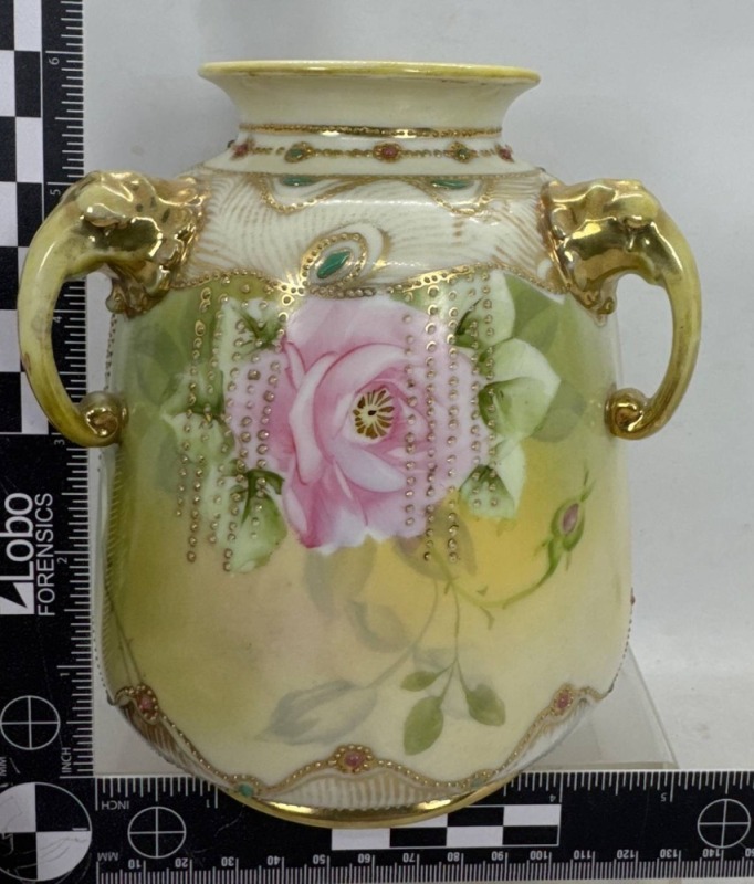 Nippon Porcelain Vase with Three Handles