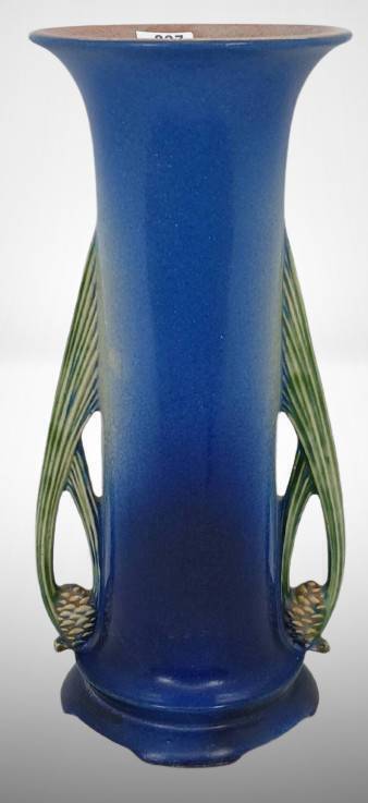 Roseville Pine Cone 804-10" Blue Vase