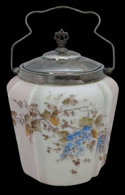 Victorian-Era Biscuit Jar with Metal Lid