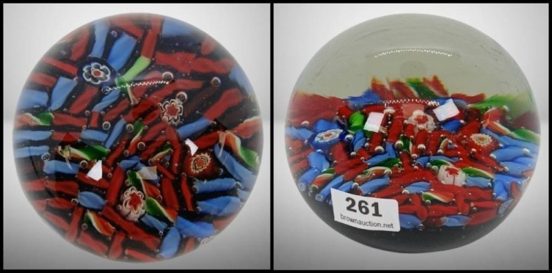 Multi-Color Millefiori Glass Paperweight