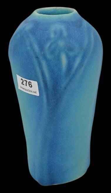 Van Briggle Pottery Trifoliate Flowers Blue Vase