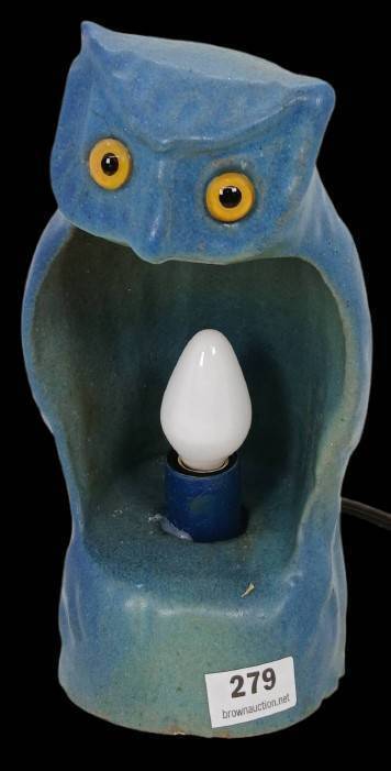 Van Briggle Figural Owl Lamp
